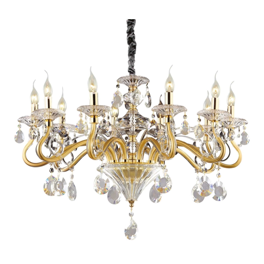 Ideal Lux - Krištáľový luster na reťazi NEGRESCO 10xE14/28W/230V pr. 85 cm zlatá