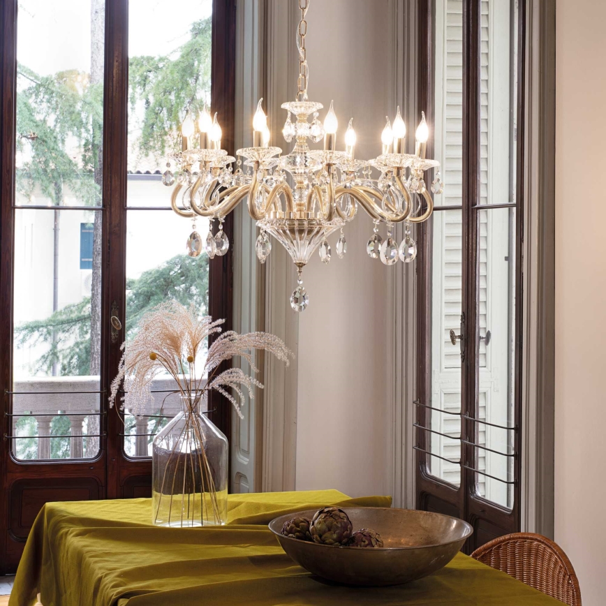 Ideal Lux - Krištáľový luster na reťazi NEGRESCO 10xE14/28W/230V pr. 85 cm zlatá
