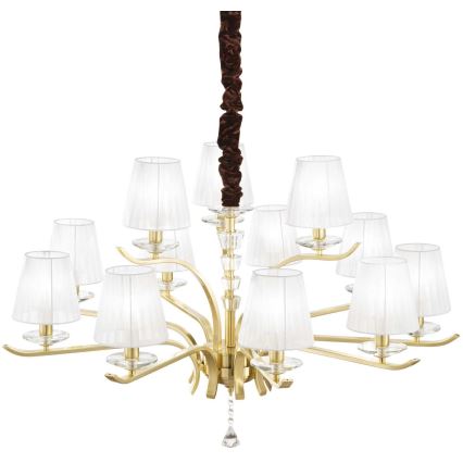 Ideal Lux - Krištáľový luster na reťazi PEGASO 12xE14/28W/230V pr. 102 cm zlatá