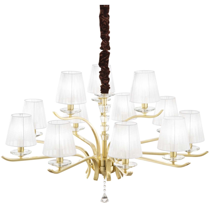 Ideal Lux - Krištáľový luster na reťazi PEGASO 12xE14/28W/230V pr. 102 cm zlatá