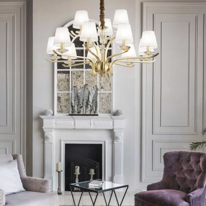 Ideal Lux - Krištáľový luster na reťazi PEGASO 12xE14/28W/230V pr. 102 cm zlatá