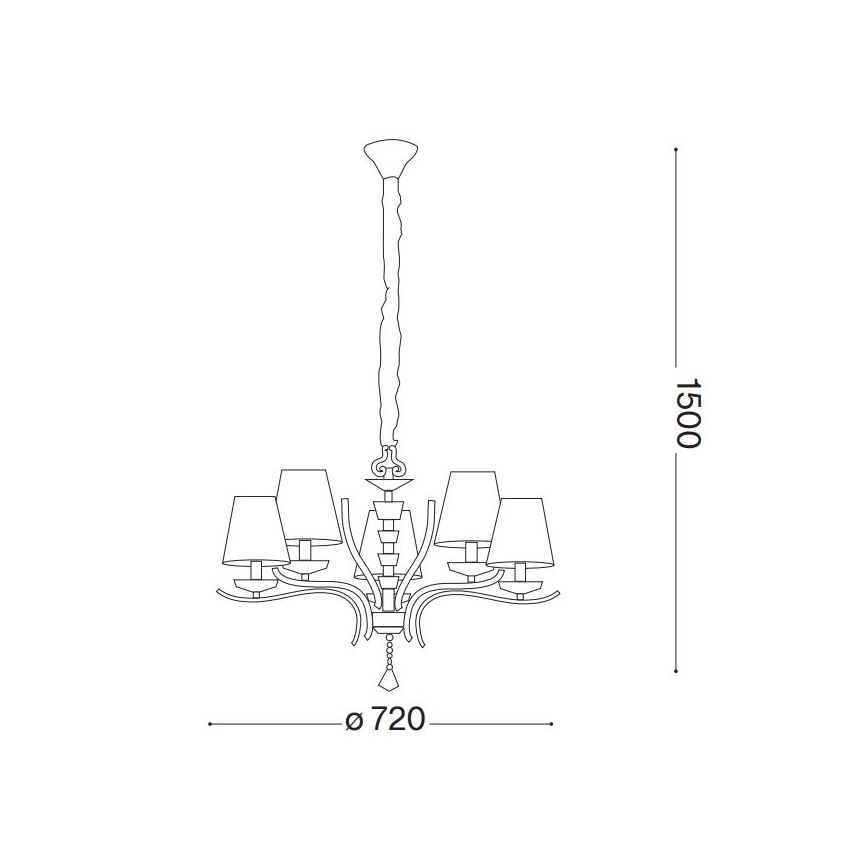 Ideal Lux - Krištáľový luster na reťazi PEGASO 5xE14/28W/230V pr. 72 cm zlatá