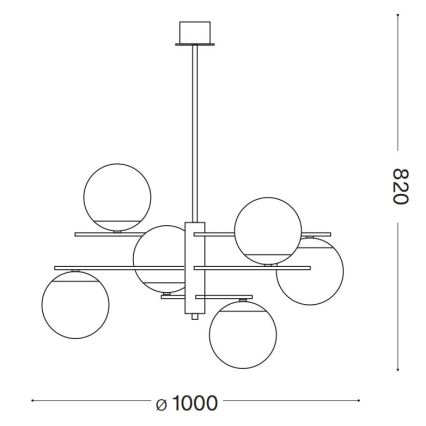 Ideal Lux - Luster na tyči GOURMET 6xE14/28W/230V pr. 100 cm zlatá