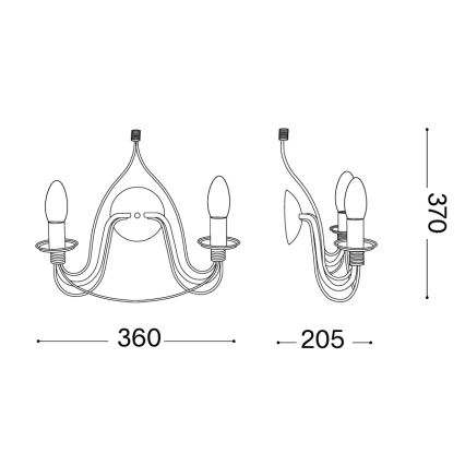 Ideal Lux - Nástenné svietidlo CORTE 2xE14/40W/230V hnedé/patina