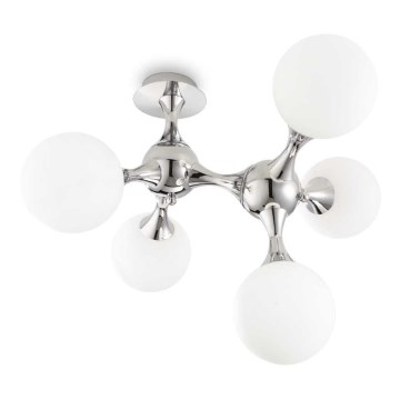 Ideal Lux - Prisadený luster NODI 5xE14/28W/230V 50x55 cm lesklý chróm/biela