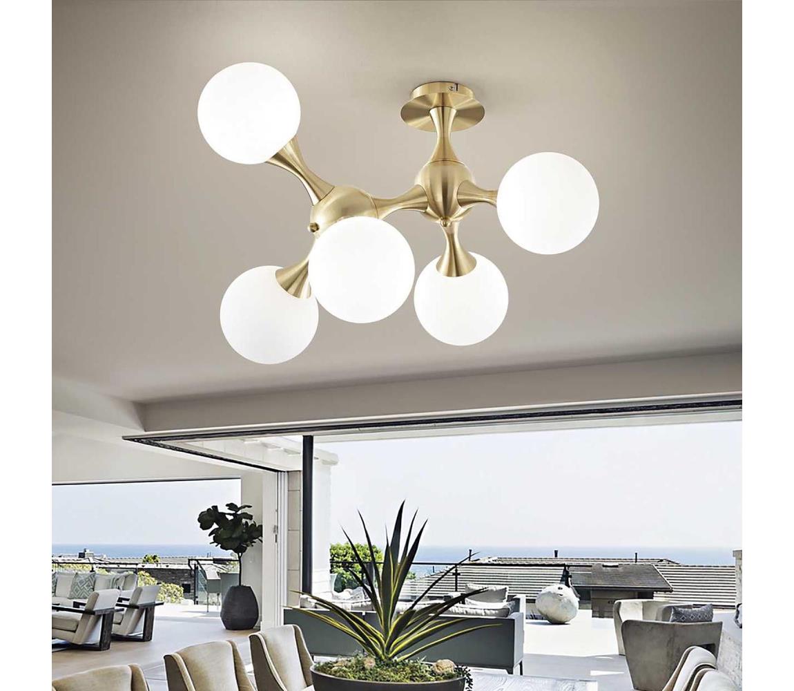 Ideal Lux - Prisadený luster NODI 5xE14/28W/230V 50x55 cm mosadz/biela 241050