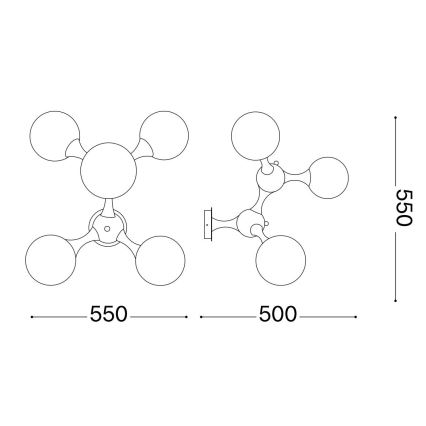 Ideal Lux - Prisadený luster NODI 5xE14/28W/230V 50x55 cm mosadz/biela