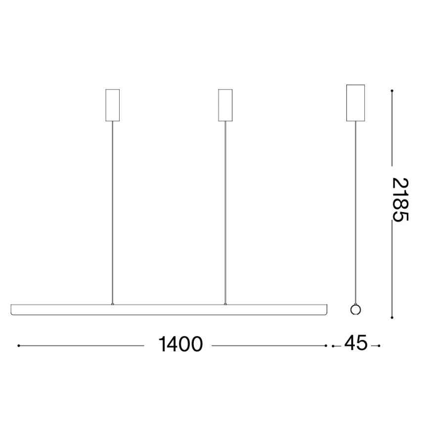 Ideal Lux - stmievateľný LED luster na lane DORICA LED/35W/230V CRI 90 140 cm čierny