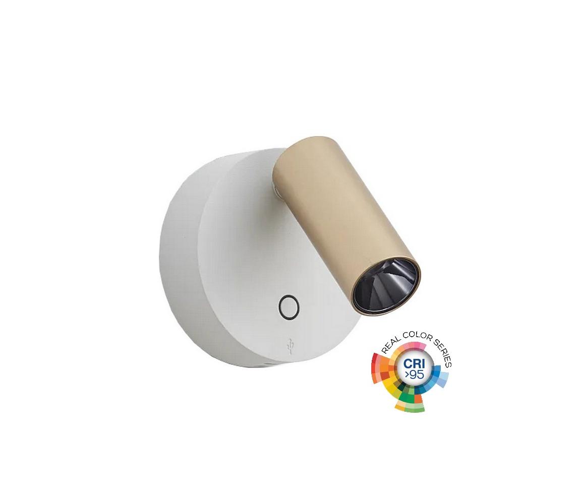 Ideal Lux - stmievateľné nástenné bodové svietidlo ELF LED/3W/230V CRI 95 zlatá/biela 347493