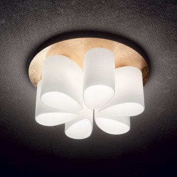 Ideal Lux - Stropné svietidlo DAISY 6xE27/52W/230V pr. 60 cm zlatá/biela