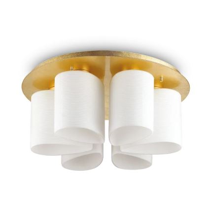 Ideal Lux - Stropné svietidlo DAISY 6xE27/52W/230V pr. 60 cm zlatá/biela