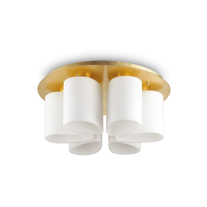 Ideal Lux - Stropné svietidlo DAISY 6xE27/52W/230V pr. 60 cm zlatá/biela