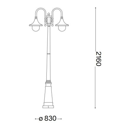 Ideal Lux - Vonkajšia lampa CIMA 2xE27/52W/230V 216 cm IP43 hnedá