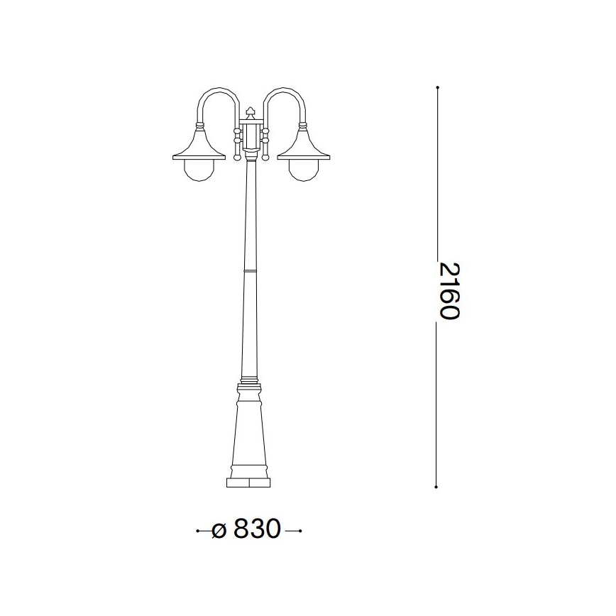 Ideal Lux - Vonkajšia lampa CIMA 2xE27/52W/230V 216 cm IP43 hnedá