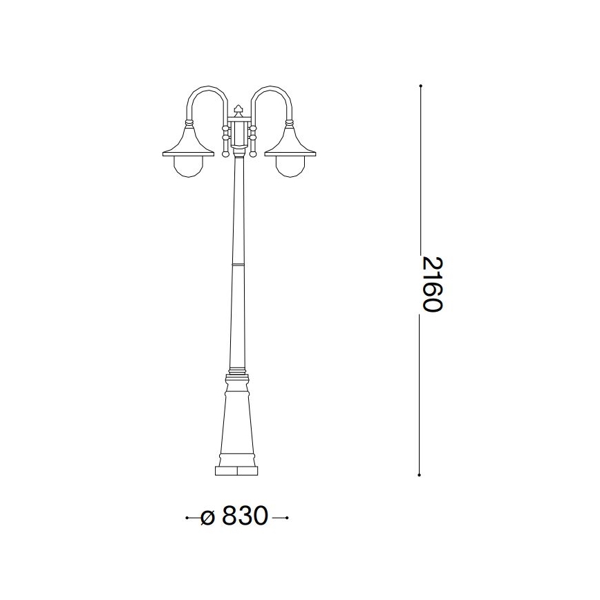 Ideal Lux - Vonkajšia lampa CIMA 2xE27/52W/230V 216 cm IP43 patina