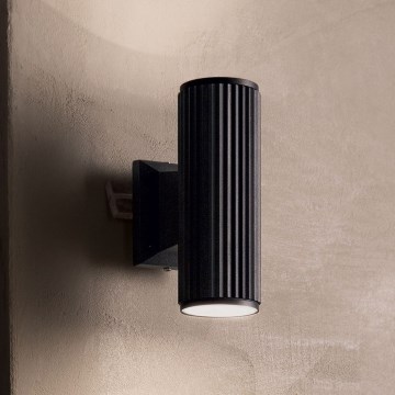 Ideal Lux - Vonkajšie nástenné svietidlo BASE 2xGU10/28W/230V IP44 čierna