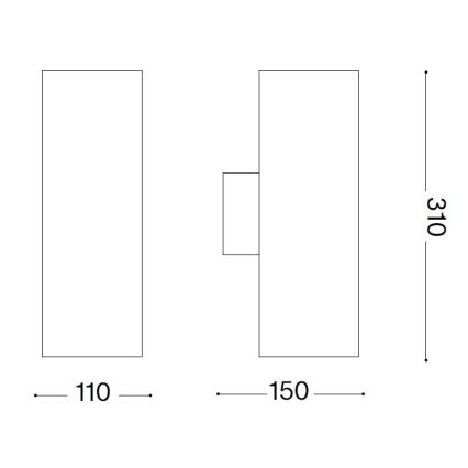 Ideal Lux - Vonkajšie nástenné svietidlo GUN 1xE27/60W/230V 31 cm IP54 sivé
