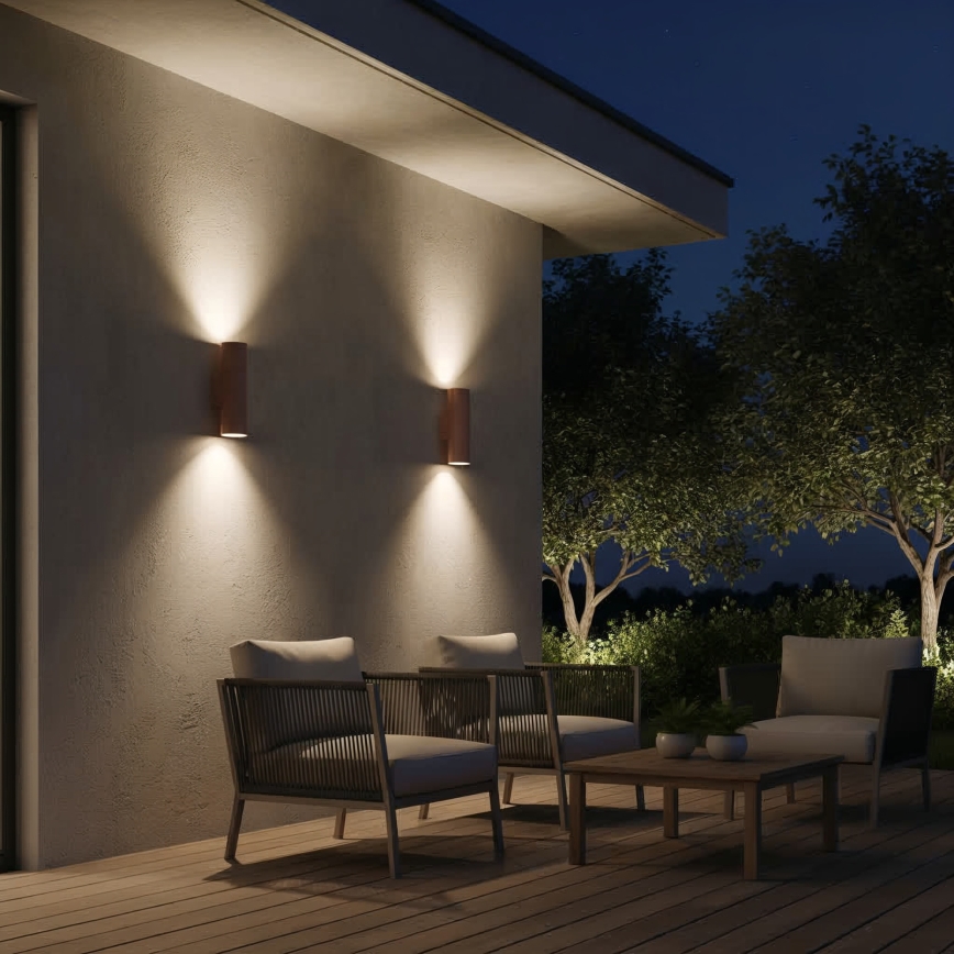 Ideal Lux - Vonkajšie nástenné svietidlo GUN 1xGU10/35W/230V 21 cm IP44 hnedé