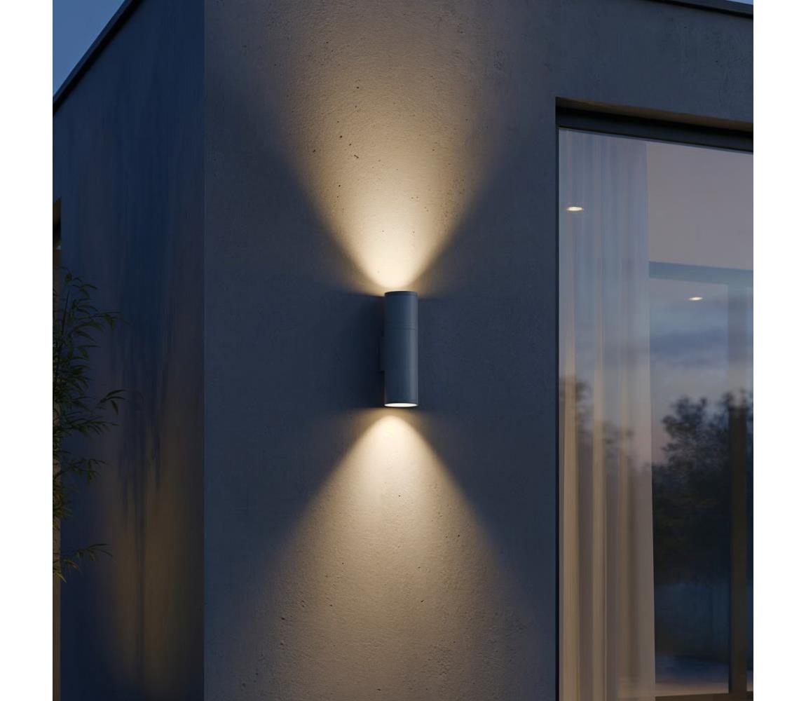 Ideal Lux - Vonkajšie nástenné svietidlo GUN 1xGU10/35W/230V 21 cm IP44 šedé 163628
