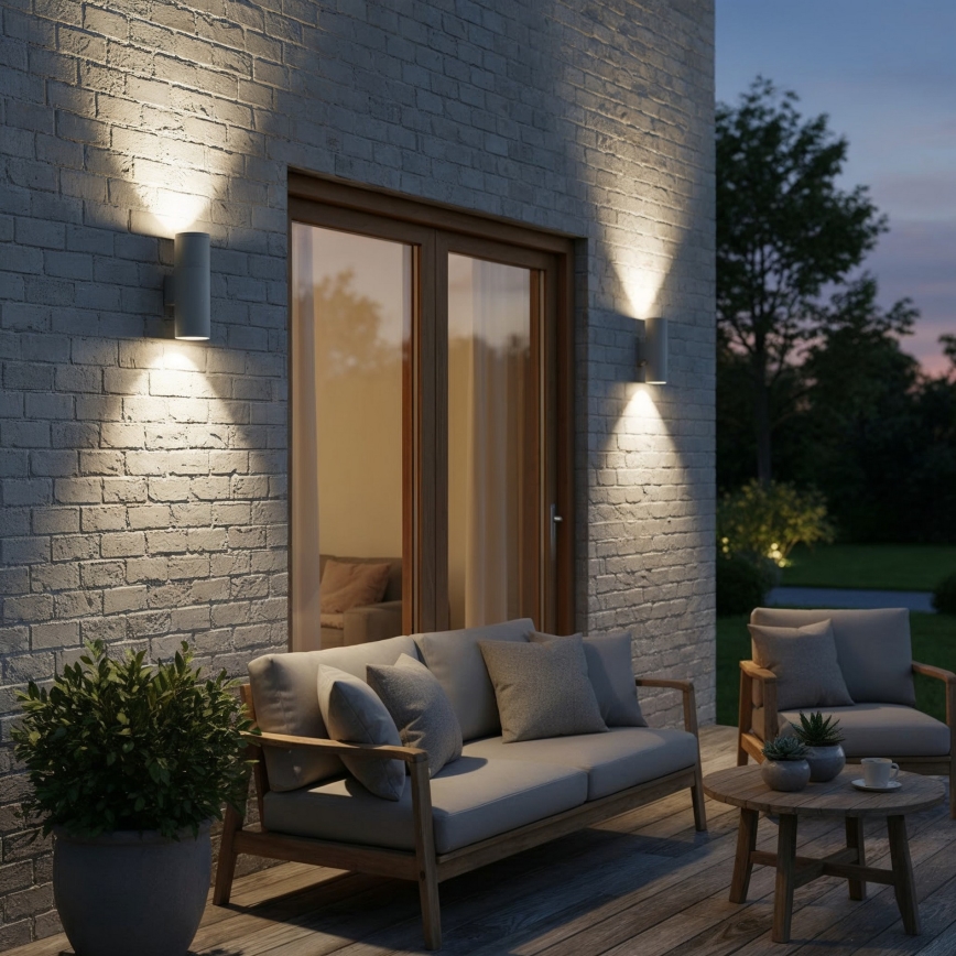 Ideal Lux - Vonkajšie nástenné svietidlo GUN 1xGU10/35W/230V 21 cm IP44 šedé