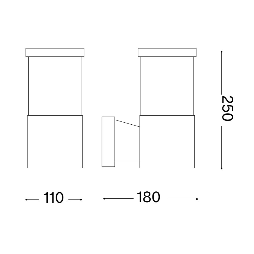 Ideal Lux - Vonkajšie nástenné svietidlo TRONCO 1xE27/42W/230V IP44 čierne