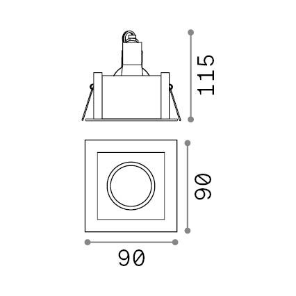 Ideal Lux - Zapustené svietidlo FUNKY 1xGU10/50W/230V 9x9 cm mosadz