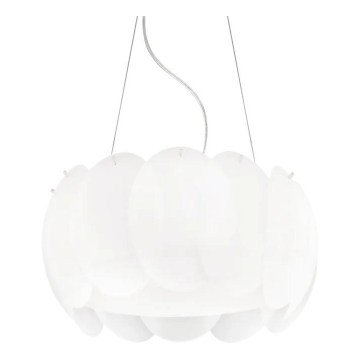 Ideal Lux - Závesné svietidlo OVALINO na lankách 5xE27/60W/230V pr. 44 cm biela