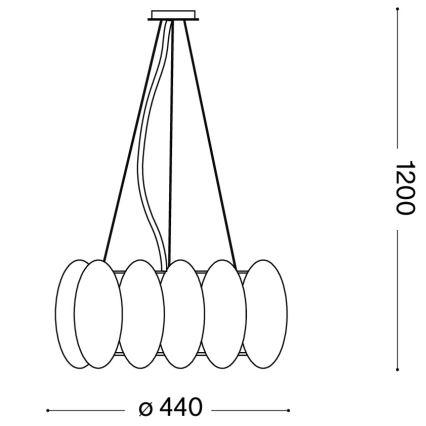 Ideal Lux - Závesné svietidlo OVALINO na lankách 5xE27/60W/230V pr. 44 cm biela