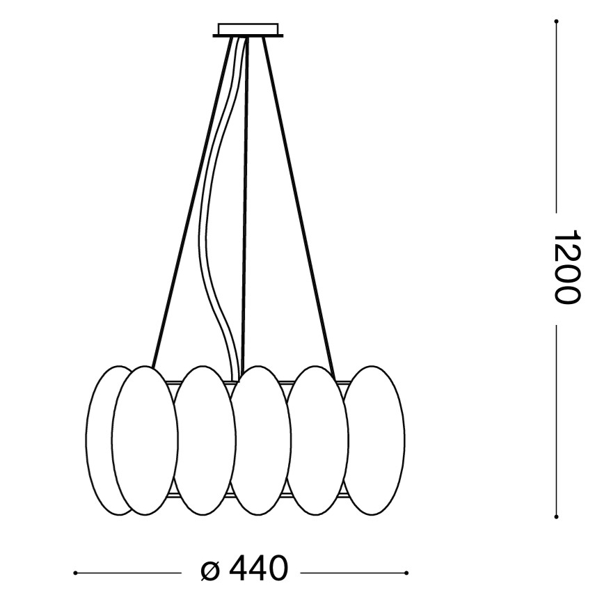 Ideal Lux - Závesné svietidlo OVALINO na lankách 5xE27/60W/230V pr. 44 cm biela