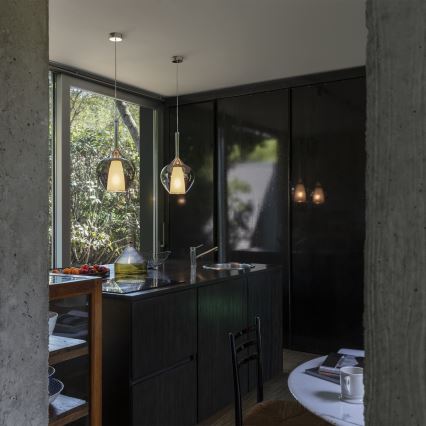 Ideal Lux - Závesný luster na kábli KALIQUE 1xE27/42W/230V priemer 18 cm dymová čierna