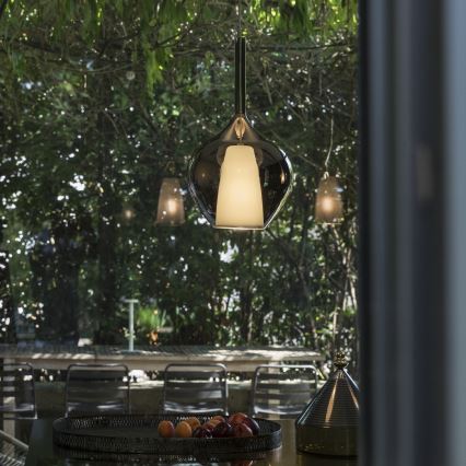 Ideal Lux - Závesný luster na kábli KALIQUE 1xE27/42W/230V priemer 18 cm dymová čierna