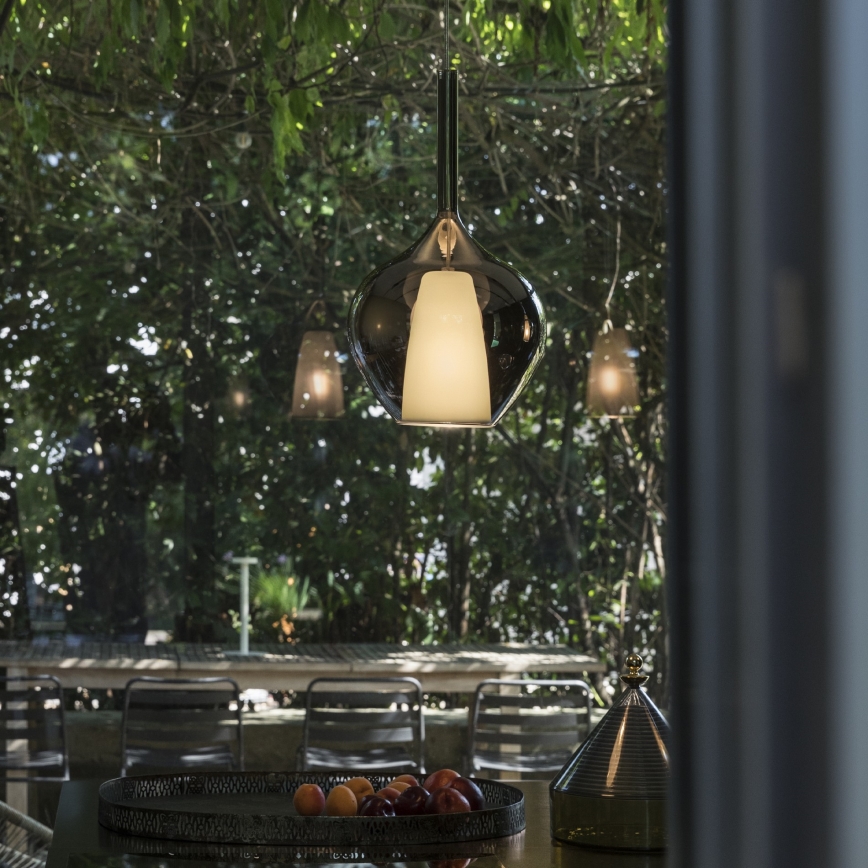 Ideal Lux - Závesný luster na kábli KALIQUE 1xE27/42W/230V priemer 18 cm dymová čierna