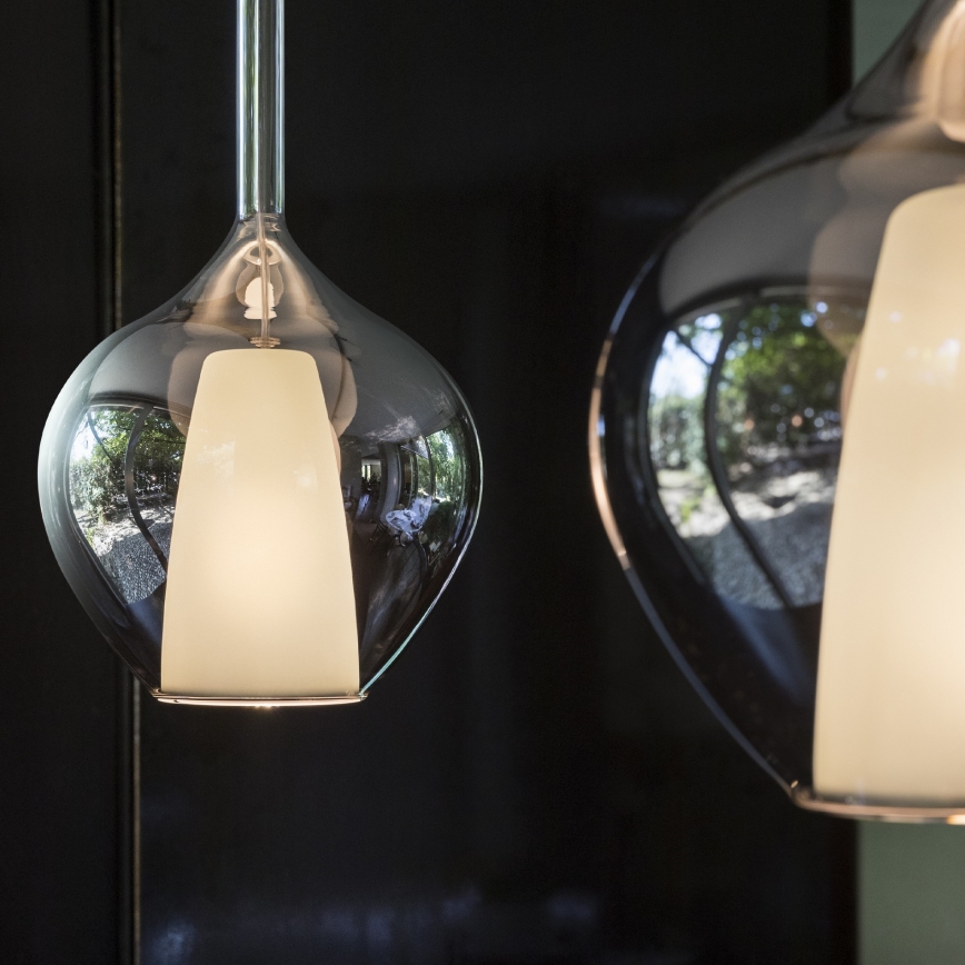 Ideal Lux - Závesný luster na kábli KALIQUE 1xE27/42W/230V priemer 18 cm dymová čierna