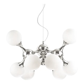 Ideal Lux - Závesný luster na lane NODI 9xE14/28W/230V priemer 80 cm lesklý chróm/biela
