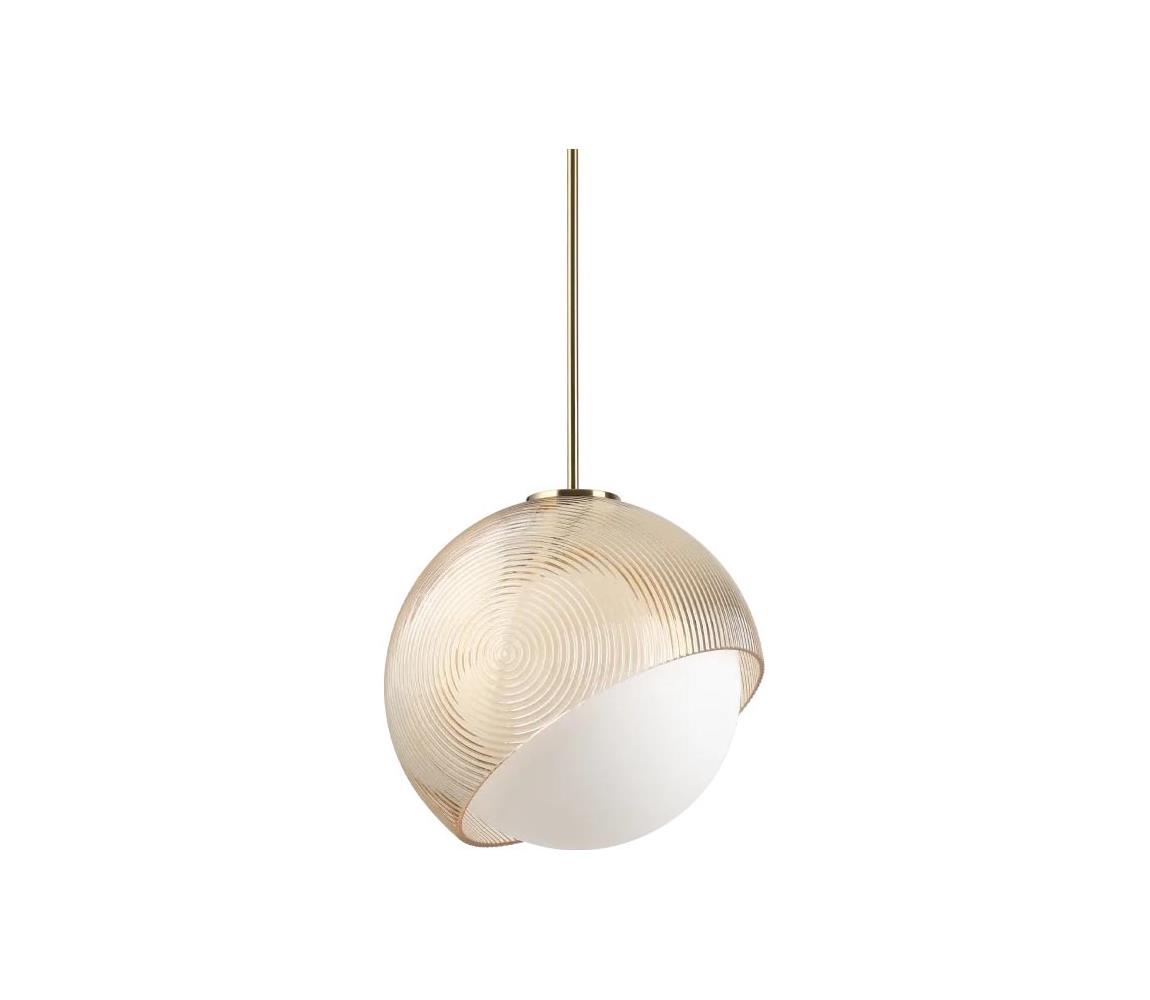 Ideal Lux - Závesný luster na lankách BLOOM 1xE27/42W/230V Ø30 cm zlatá/dymová béžová 366685