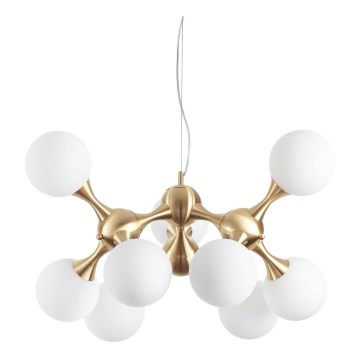 Ideal Lux - Závesný luster na lankách NODI 9xE14/28W/230V priemer 80 cm mosadz/biela