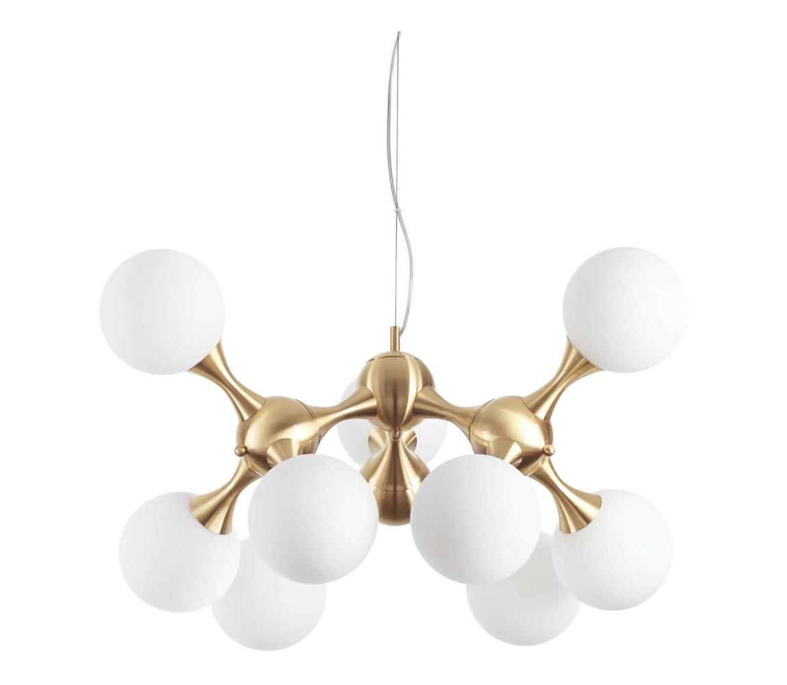Ideal Lux - Závesný luster na lankách NODI 9xE14/28W/230V priemer 80 cm mosadz/biela 241036