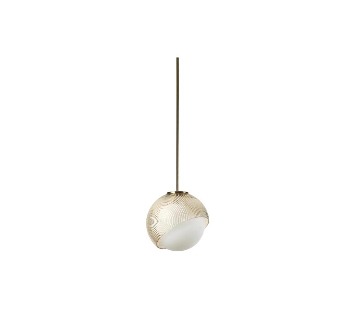 Ideal Lux - Závesný luster na lanku BLOOM 1xE27/42W/230V pr. 17 cm zlatá/dymová béžová 366647
