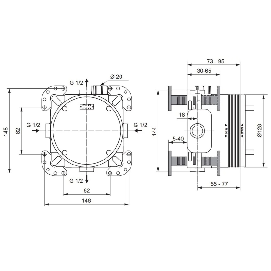 Ideal Standard A1000NU - Montážne teleso pre podomietkové batérie BUILT-IN modrá