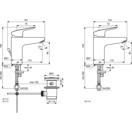 Ideal Standard B1713AA - Umývadlová batéria CERAFLEX 15,9 cm lesklý chróm