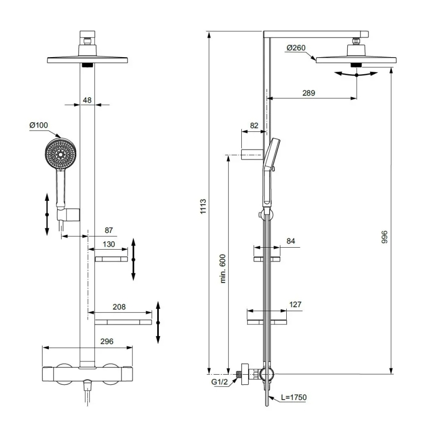 Ideal Standard BD583SI - Sprchová súprava s termostatickou batériou CERATHERM ALU+ strieborná