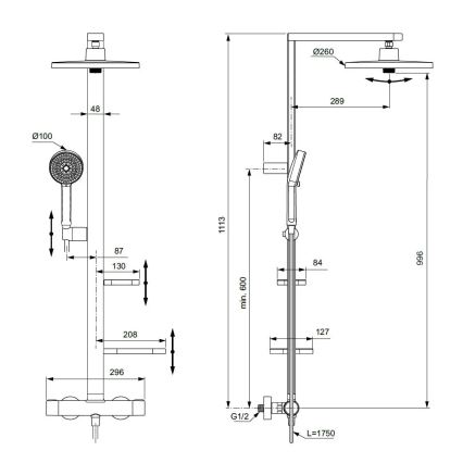 Ideal Standard BD583SI - Sprchová súprava s termostatickou batériou CERATHERM ALU+ matný chróm