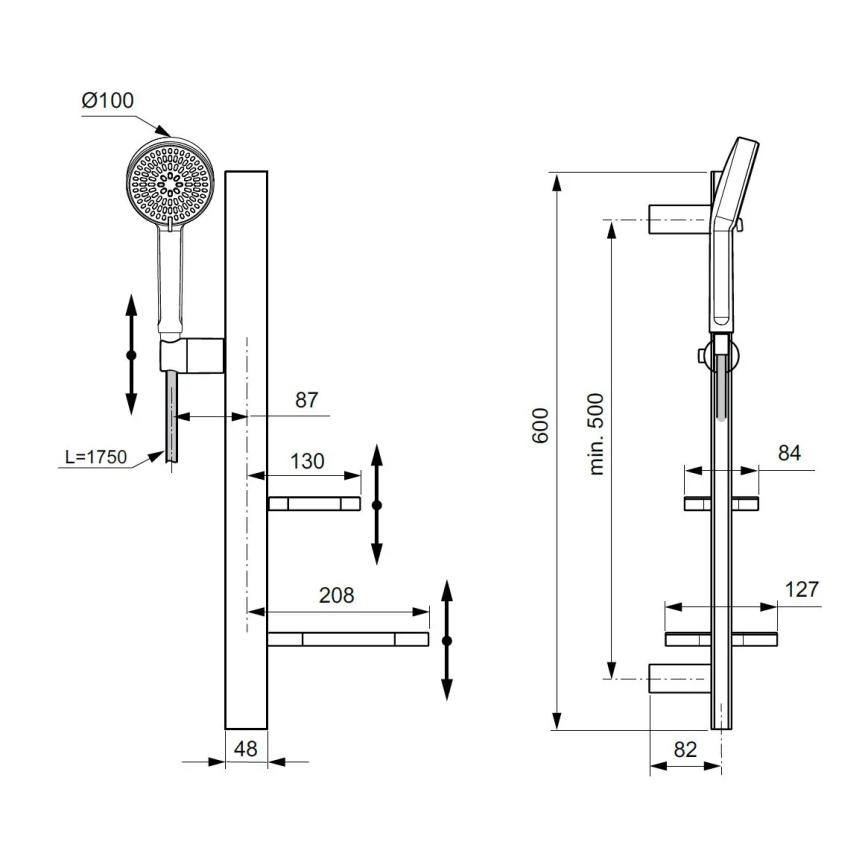 Ideal Standard BD586XG - Sprchová súprava IDEALRAIN ALU+ v matnej čiernej