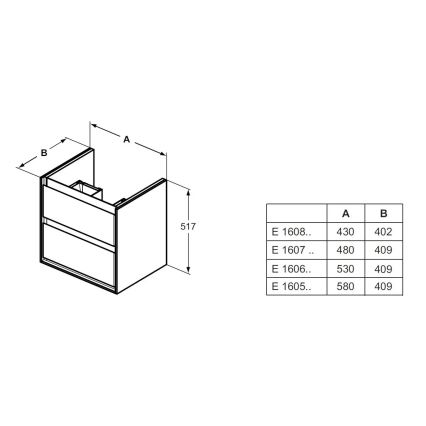 Ideal Standard E1606B2 - Kúpeľňová skrinka pod umývadlo CONNECT AIR 53x40,9cm biela