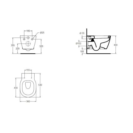 Ideal Standard E823201 - Závesné WC CONNECT keramika/biela