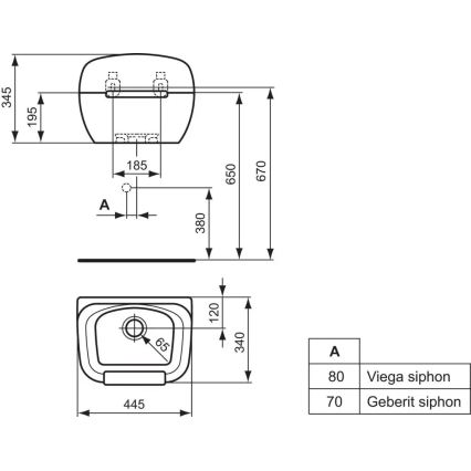 Ideal Standard R380601 - Závesná výlevka DOURO 44,5x34 cm keramika/biela