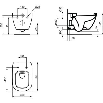 Ideal Standard T007801 - Závesné WC TESI keramika/biela