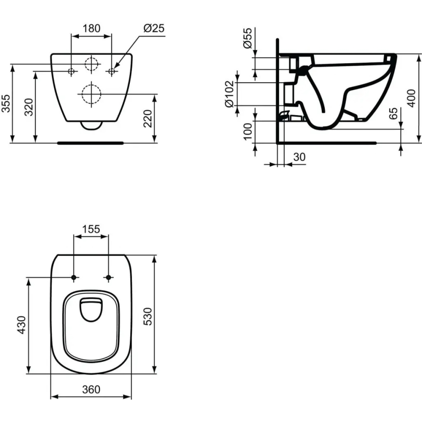Ideal Standard T007801 - Závesné WC TESI keramika/biela