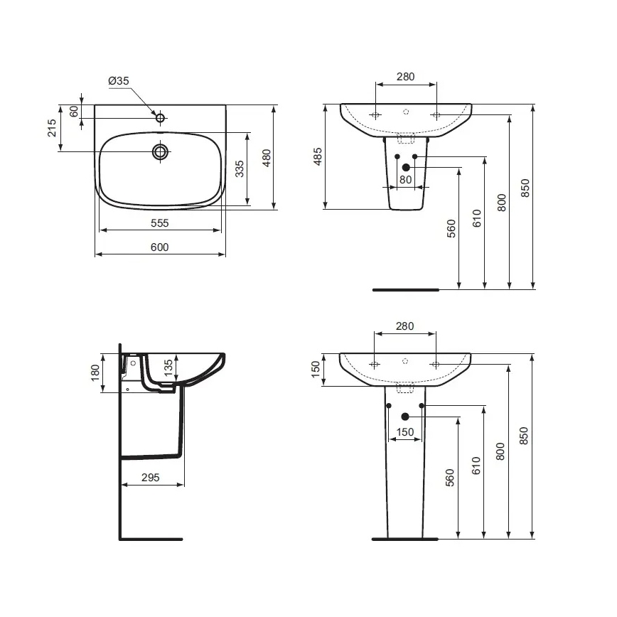 Ideal Standard T470501 - Závesné umývadlo I.LIFE A 60x48 cm keramika/biela