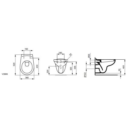 Ideal Standard V390601 - Závesné WC EUROVIT keramika/biela